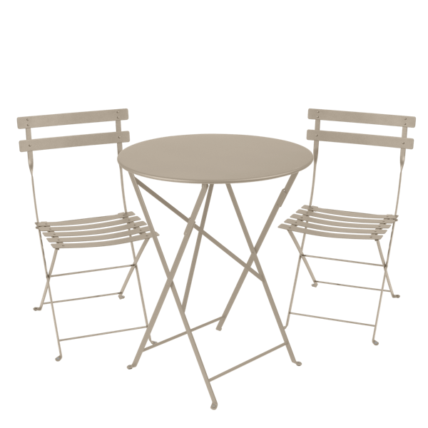 Bistro Outdoor Folding Cafe Set - 60cm Round By Fermob in Nutmeg