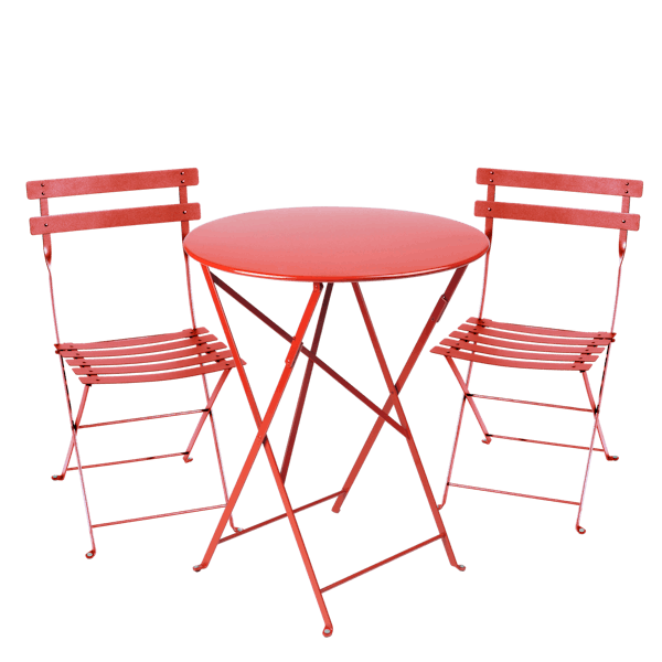 Bistro Outdoor Folding Cafe Set - 60cm Round By Fermob in Poppy