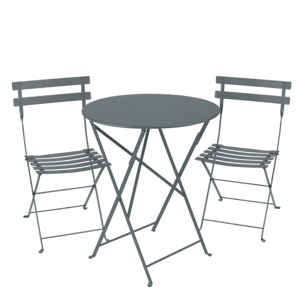 Bistro Outdoor Folding Cafe Set - 60cm Round By Fermob in Storm Grey
