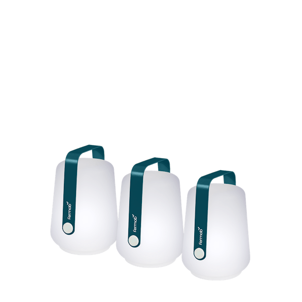 Balad Portable Outdoor Lamps 12cm Set 3 By Fermob in Acapulco Blue