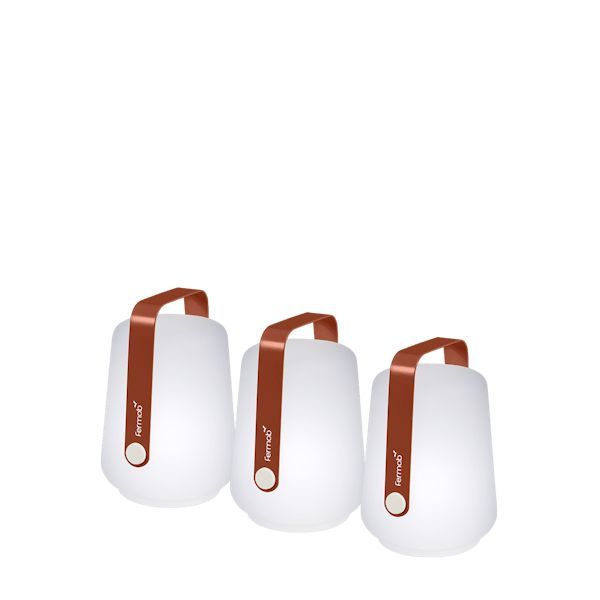 Balad Portable Outdoor Lamps 12cm Set 3 By Fermob in Red Ochre
