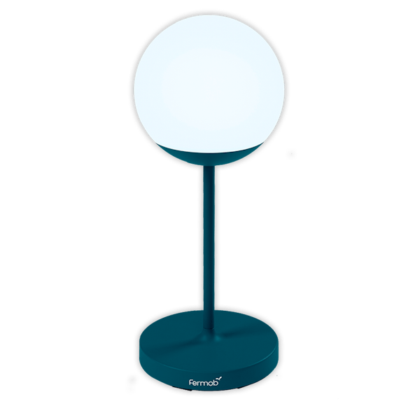 Mooon! Outdoor Portable Floor Lamp 63cm By Fermob in Acapulco Blue