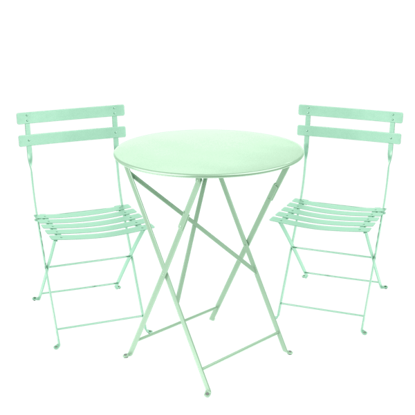 Bistro Outdoor Folding Cafe Set - 60cm Round By Fermob in Opaline Green
