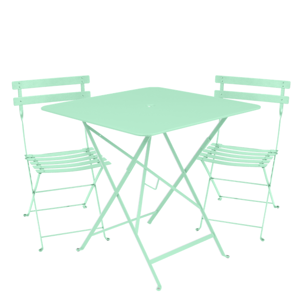 Bistro Outdoor Folding Cafe Set - 71cm Square By Fermob in Opaline Green