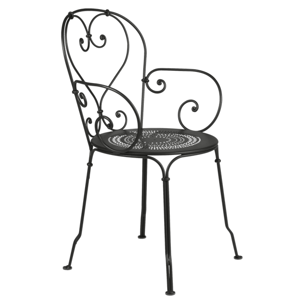 1900 Garden Dining Armchair By Fermob in Liquorice