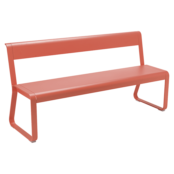 Bellevie Outdoor Dining Bench with Back By Fermob in Capucine