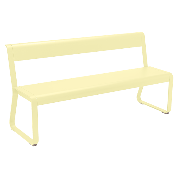 Bellevie Outdoor Dining Bench with Back By Fermob in Frosted Lemon