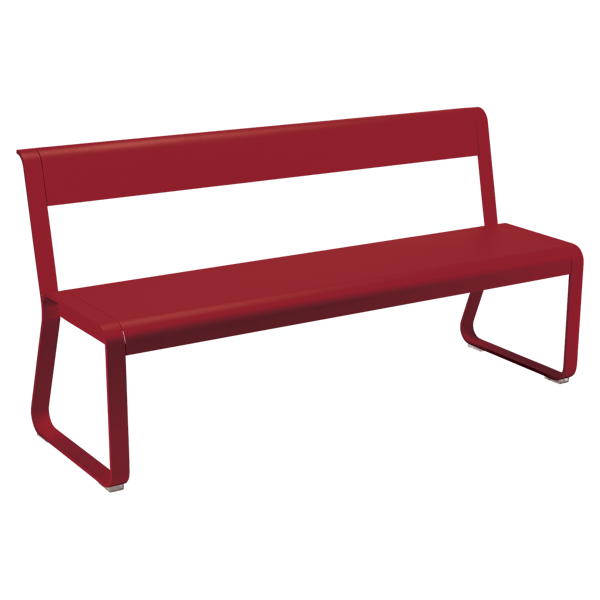 Bellevie Outdoor Dining Bench with Back By Fermob in Chilli