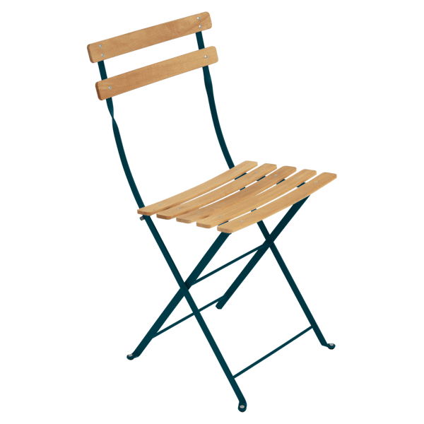Fermob Bistro Folding Chair - Natural Slats in Acapulco Blue