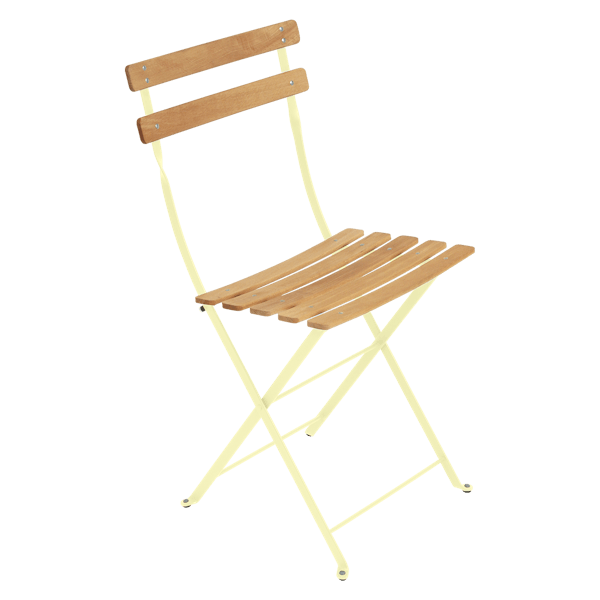 Bistro Outdoor Folding Chair - Wooden Slats By Fermob in Frosted Lemon