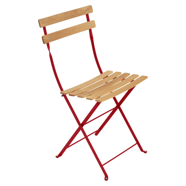 Fermob Bistro Folding Chair - Natural Slats in Poppy
