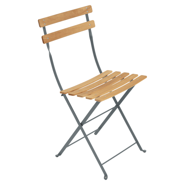 Fermob Bistro Folding Chair - Natural Slats in Storm Grey