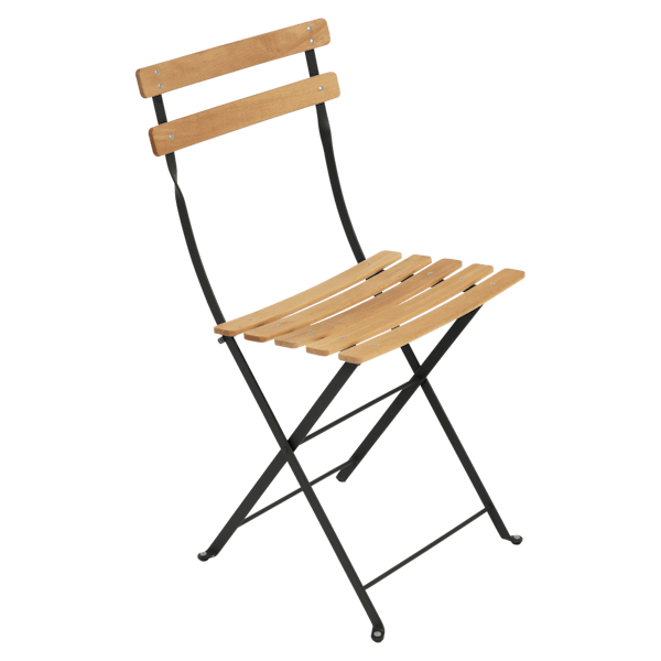Fermob Bistro Folding Chair - Natural Slats in Liquorice
