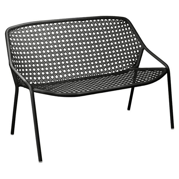 Croisette Outdoor Casual Bench Two Seater By Fermob in Liquorice