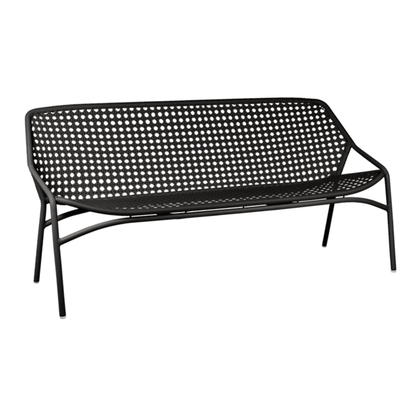 Croisette Outdoor Casual Bench Three Seater By Fermob in Liquorice
