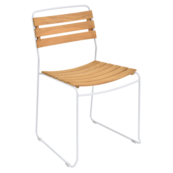 Surprising Outdoor Dining Chair - Teak Slats By Fermob in Cotton White