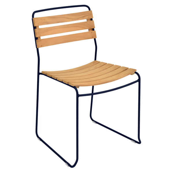 Surprising Outdoor Dining Chair - Teak Slats By Fermob in Deep Blue