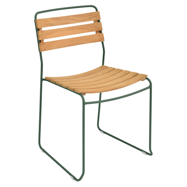 Surprising Outdoor Dining Chair - Teak Slats By Fermob in Cedar Green