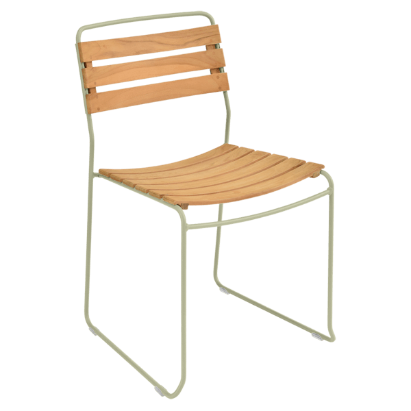 Surprising Outdoor Dining Chair - Teak Slats By Fermob in Willow Green
