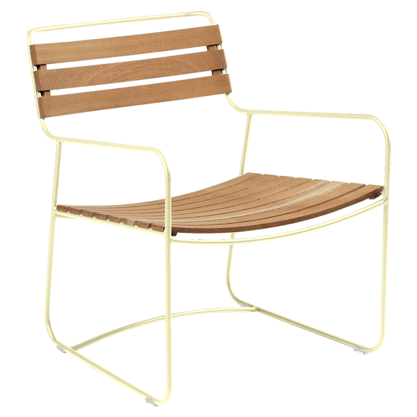 Surprising Outdoor Casual Armchair - Teak Slats By Fermob in Frosted Lemon