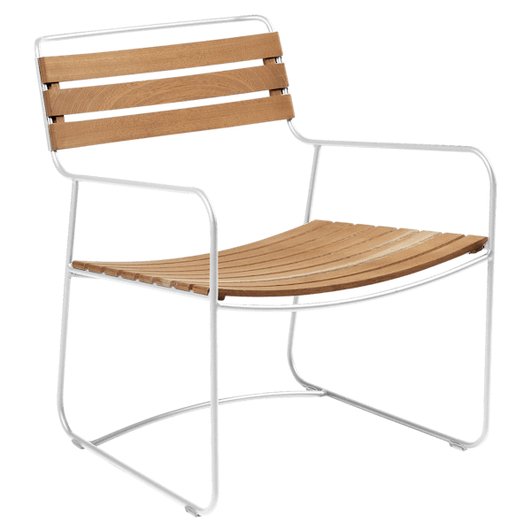 Surprising Outdoor Casual Armchair - Teak Slats By Fermob in Cotton White