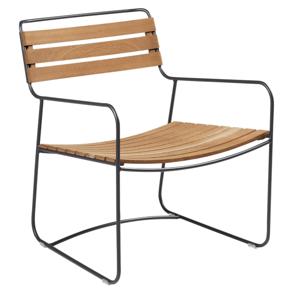 Surprising Outdoor Casual Armchair - Teak Slats By Fermob in Anthracite