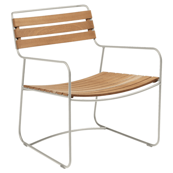 Surprising Outdoor Casual Armchair - Teak Slats By Fermob in Clay Grey