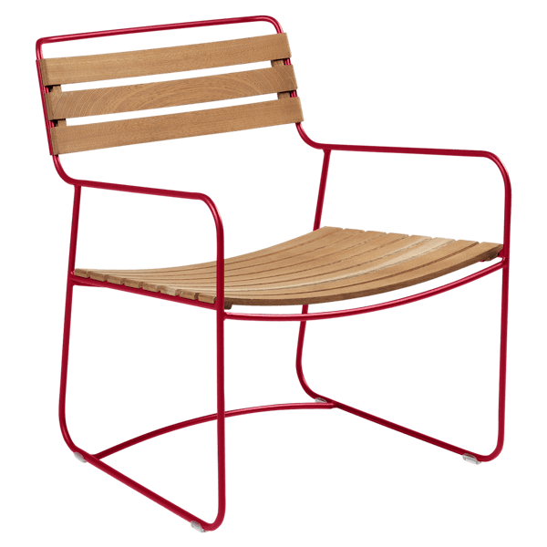 Surprising Outdoor Casual Armchair - Teak Slats By Fermob in Chilli