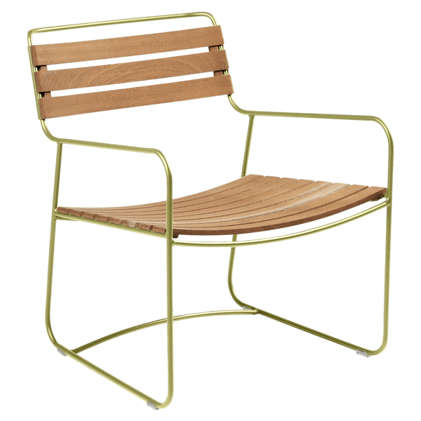 Surprising Outdoor Casual Armchair - Teak Slats By Fermob in Willow Green