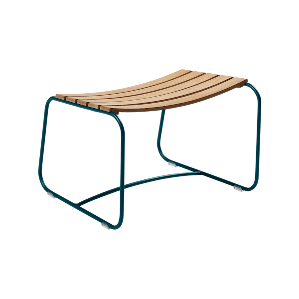 Surprising Outdoor Casual Footrest - Teak Slats By Fermob in Acapulco Blue