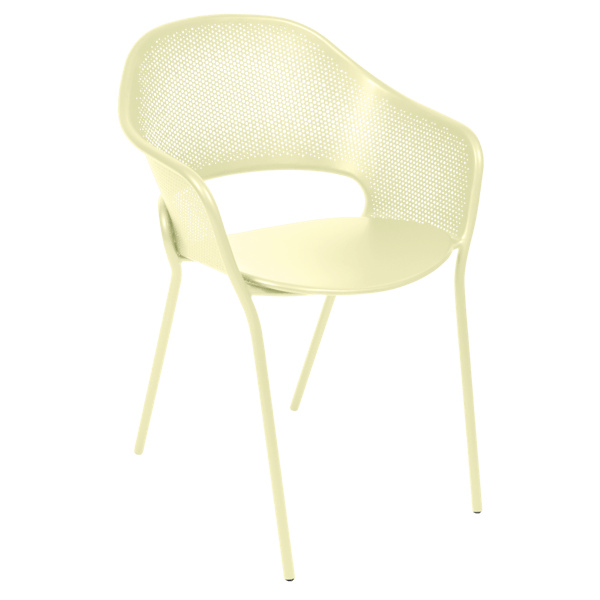 Kate Outdoor Dining Armchair By Fermob in Frosted Lemon