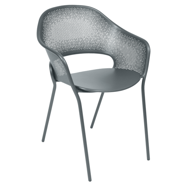Kate Outdoor Dining Armchair By Fermob in Storm Grey