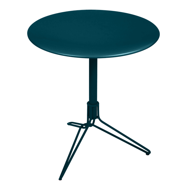 Flower Pedestal Outdoor Table Round 67cm By Fermob in Acapulco Blue